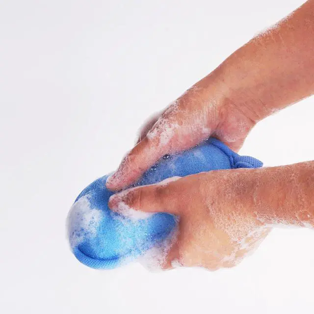 Alt view image 5 of 7 - Baby Bath Sponge - Ultra Soft Baby Sponge for Bathing - Kids Bath Sponges for Infants, Toddler Bath Time, 2 Count (1 Pack) - Green Blue