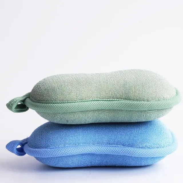 Alt view image 4 of 7 - Baby Bath Sponge - Ultra Soft Baby Sponge for Bathing - Kids Bath Sponges for Infants, Toddler Bath Time, 2 Count (1 Pack) - Green Blue