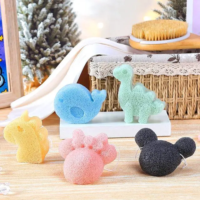 Alt view image 2 of 7 - 5 Pcs Konjac Baby Bath Sponge for Bathing, Classic Shapes Natural Bath Sponges for Infants, Toddler, Newborns, Natural and Safe Plant-Based Konjac Baby Bath Accessories, 5PCS (Set-1)