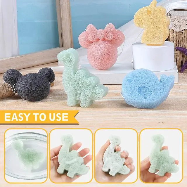 Alt view image 5 of 7 - 5 Pcs Konjac Baby Bath Sponge for Bathing, Classic Shapes Natural Bath Sponges for Infants, Toddler, Newborns, Natural and Safe Plant-Based Konjac Baby Bath Accessories, 5PCS (Set-1)