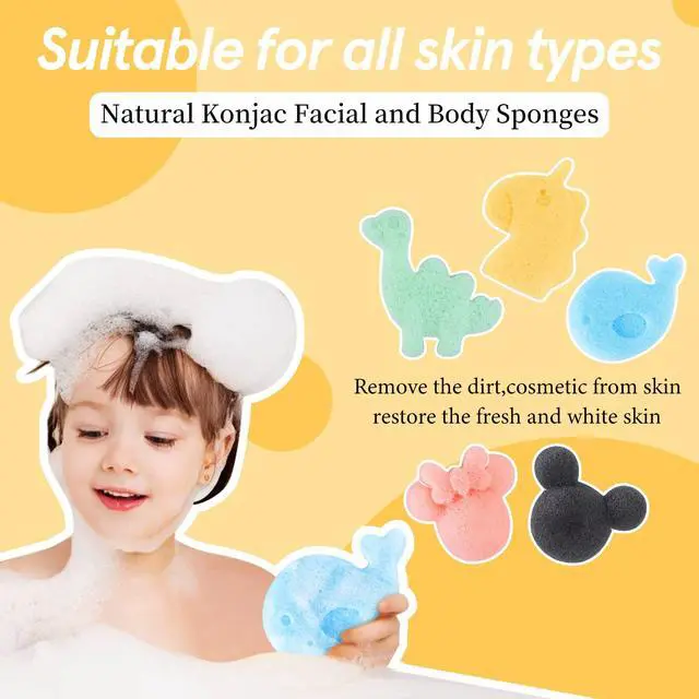 Alt view image 6 of 7 - 5 Pcs Konjac Baby Bath Sponge for Bathing, Classic Shapes Natural Bath Sponges for Infants, Toddler, Newborns, Natural and Safe Plant-Based Konjac Baby Bath Accessories, 5PCS (Set-1)