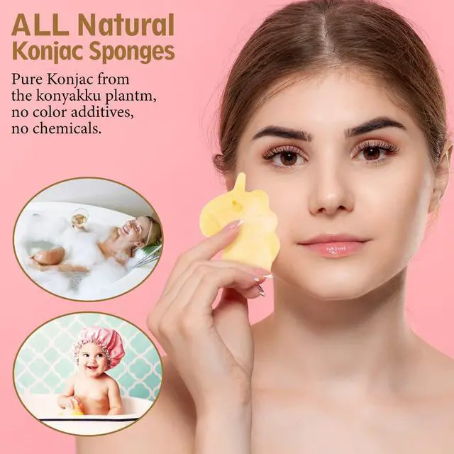 Alt view image 7 of 7 - 5 Pcs Konjac Baby Bath Sponge for Bathing, Classic Shapes Natural Bath Sponges for Infants, Toddler, Newborns, Natural and Safe Plant-Based Konjac Baby Bath Accessories, 5PCS (Set-1)