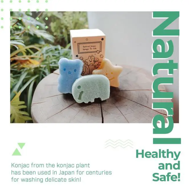 Alt view image 3 of 6 - Konjac Sponge, Bath loofah, 3pc, Elephant, Bear & Star | Natural Safe Plant-Based, Cute Shapes Bath Sponge for bathing, Shower Sponge for bath, Body Loofah, Shower Loofah, Face Luffa
