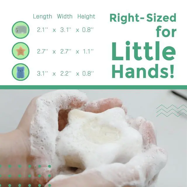 Alt view image 2 of 6 - Konjac Sponge, Bath loofah, 3pc, Elephant, Bear & Star | Natural Safe Plant-Based, Cute Shapes Bath Sponge for bathing, Shower Sponge for bath, Body Loofah, Shower Loofah, Face Luffa