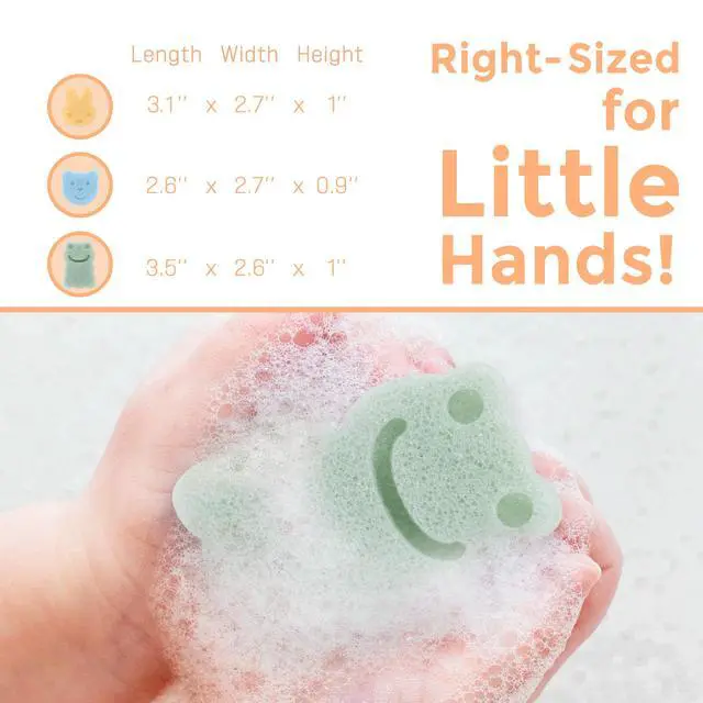 Alt view image 2 of 6 - Konjac Sponge, Bath loofah, 3pc, Rabbit, Frog, Bear face | Natural Safe Plant-Based, Cute Shapes Bath Sponge for bathing, Shower Sponge for bath, Body Loofah, Shower Loofah, Face Luffa