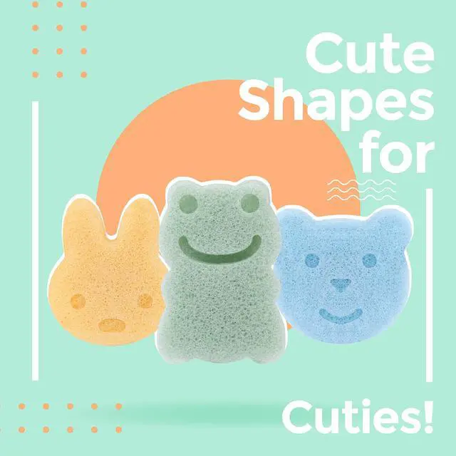 Alt view image 4 of 6 - Konjac Sponge, Bath loofah, 3pc, Rabbit, Frog, Bear face | Natural Safe Plant-Based, Cute Shapes Bath Sponge for bathing, Shower Sponge for bath, Body Loofah, Shower Loofah, Face Luffa