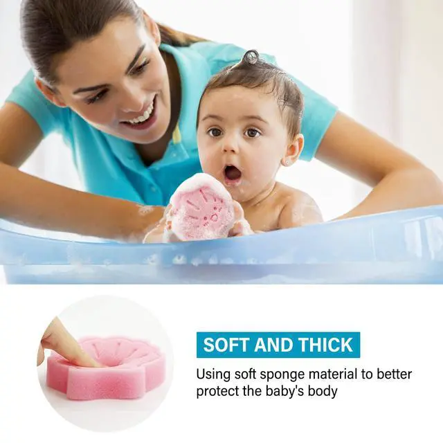 Alt view image 5 of 7 - Baby Bath Sponge, Natural Cute Shapes Soft Shower Sponges for Bathing, Bathtub Foam for Infants and Toddler, 3pcs : Blue Dolphin, Pink Shell, Green Turtle