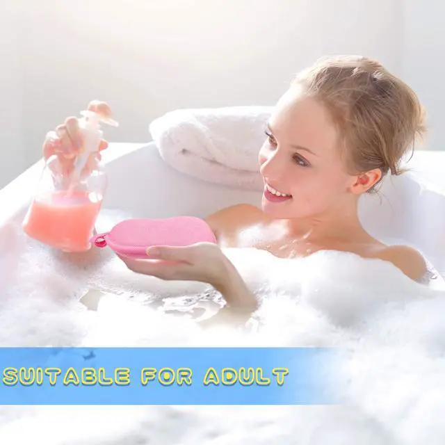 Alt view image 5 of 7 - 4 Pcs Baby Bath Sponge Toddler Bath Sponge,Red, Purple, Green, Orange | Soft Comfy Absorbent Loofah for Kids Babies Boy Girl