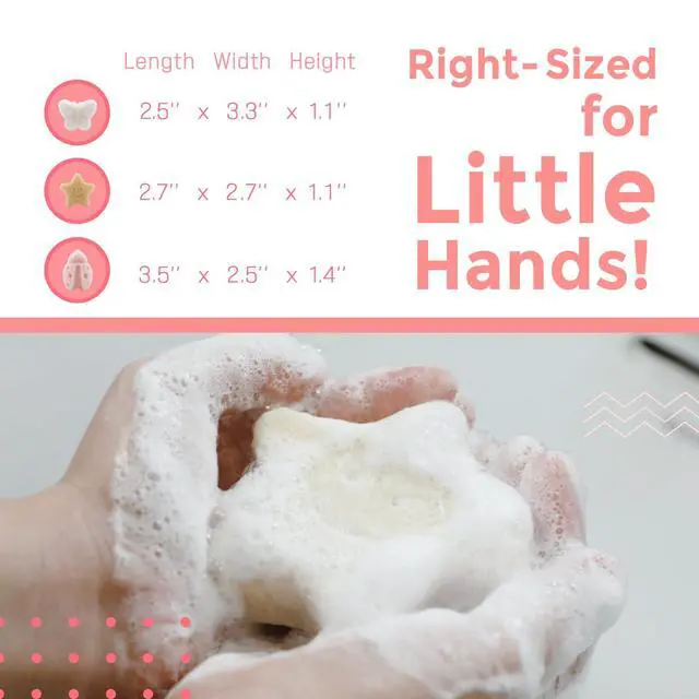 Alt view image 2 of 6 - Konjac Sponge, Bath loofah, 3pc, Butterfly, Ladybug, Star | Natural Safe Plant-Based, Cute Shapes Bath Sponge for bathing, Shower Sponge for bath, Body Loofah, Shower Loofah, Face Luffa