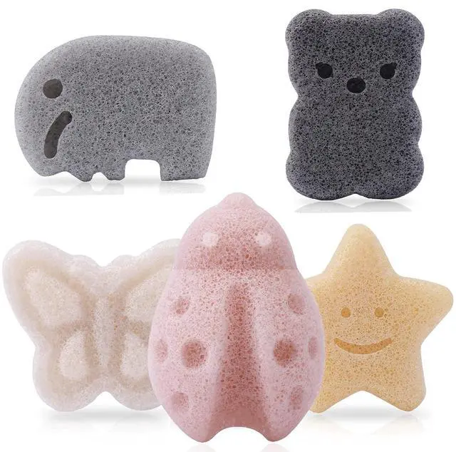 Main image of 5 Pcs Konjac Baby Sponge for Bathing, Kids Bath Sponges for Infants, Toddler Bath Time, Cute Shapes and Safe Plant-Based Konjac Baby Bath Accessories, 5pcs