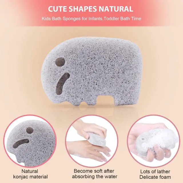 Alt view image 3 of 7 - 5 Pcs Konjac Baby Sponge for Bathing, Kids Bath Sponges for Infants, Toddler Bath Time, Cute Shapes and Safe Plant-Based Konjac Baby Bath Accessories, 5pcs