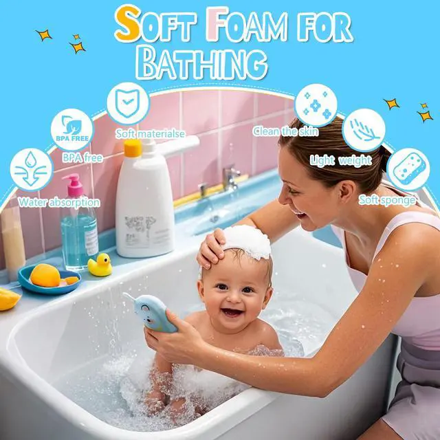 Alt view image 2 of 7 - Baby and Kids Bath Loofah Sponge, Soft and Absorbent Toddler Exfoliating Body Scrubber Shower Loofa Sponge,Cute Pattern Design for Kids Baby Women Boys and Girl, 3 Pack (Bear/Dog/Cat)