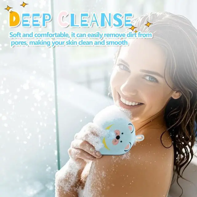 Alt view image 6 of 7 - Baby and Kids Bath Loofah Sponge, Soft and Absorbent Toddler Exfoliating Body Scrubber Shower Loofa Sponge,Cute Pattern Design for Kids Baby Women Boys and Girl, 3 Pack (Bear/Dog/Cat)