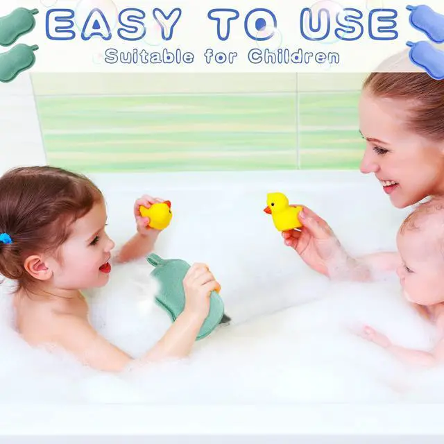 Alt view image 3 of 6 - 4 Pcs Baby Bath Sponge Toddler Bath Sponge,Green, Blue | Soft Comfy Absorbent Loofah for Kids Babies Boy Girl