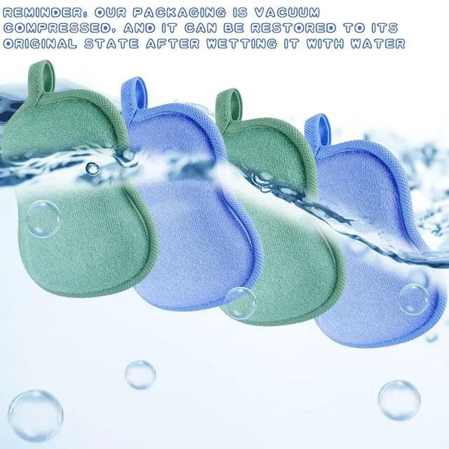Alt view image 6 of 6 - 4 Pcs Baby Bath Sponge Toddler Bath Sponge,Green, Blue | Soft Comfy Absorbent Loofah for Kids Babies Boy Girl