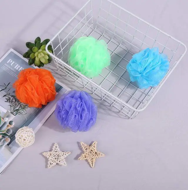 Alt view image 2 of 4 - Bath Sponges, Small Size Colorful Shower Sponges Exfoliating Mesh Pouf Bath Ball Body Scrubber for Travel Pack of 8