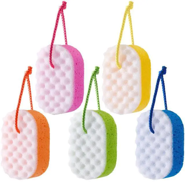 Main image of 5 Pieces Soft Bath Sponge Shower Natural Gentle Soothing Body Fiber Exfoliating Shower Sponge Wash Bouquet for Women Men, Random Color(Cute Color)