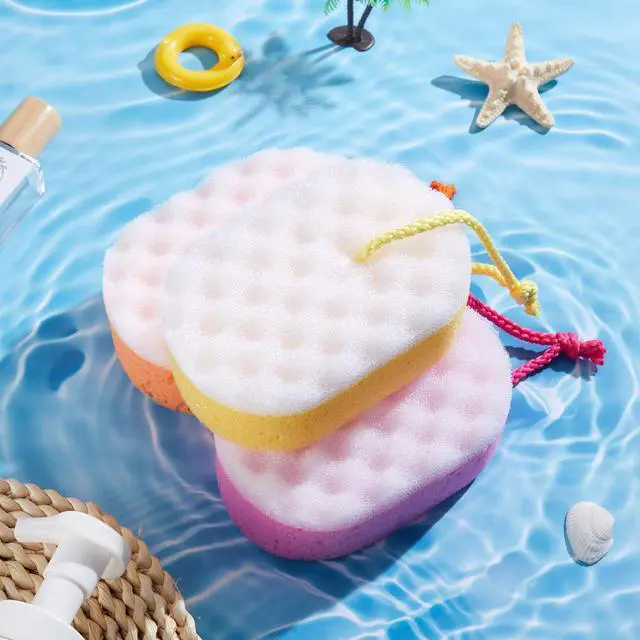 Alt view image 3 of 6 - 5 Pieces Soft Bath Sponge Shower Natural Gentle Soothing Body Fiber Exfoliating Shower Sponge Wash Bouquet for Women Men, Random Color(Cute Color)