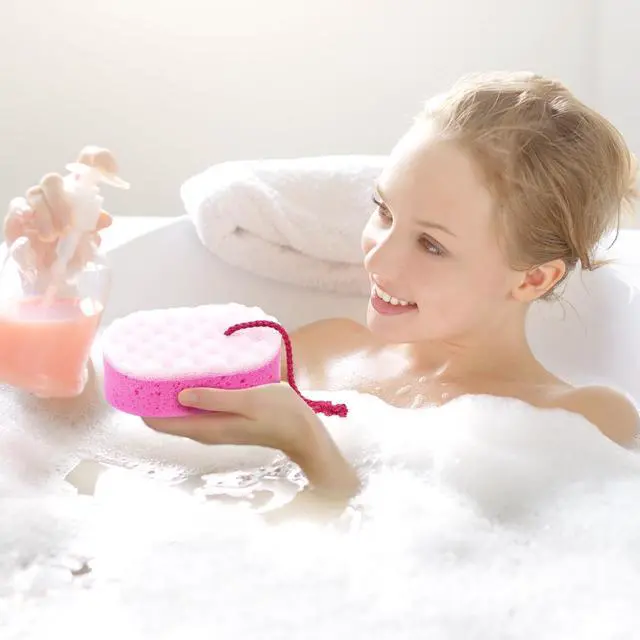 Alt view image 6 of 6 - 5 Pieces Soft Bath Sponge Shower Natural Gentle Soothing Body Fiber Exfoliating Shower Sponge Wash Bouquet for Women Men, Random Color(Cute Color)