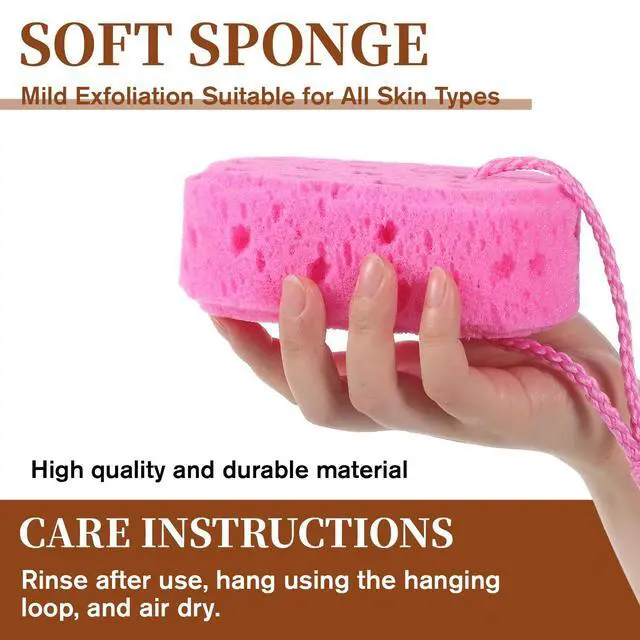 Alt view image 3 of 7 - 3PCS Sponge Loofah Body Scrubber, Exfoliating Bath Sponge, Shower Pouf Cleaning Loofahs Sponges for Bodys, Reusable Body Sponges for Women Men Washing Scrubber