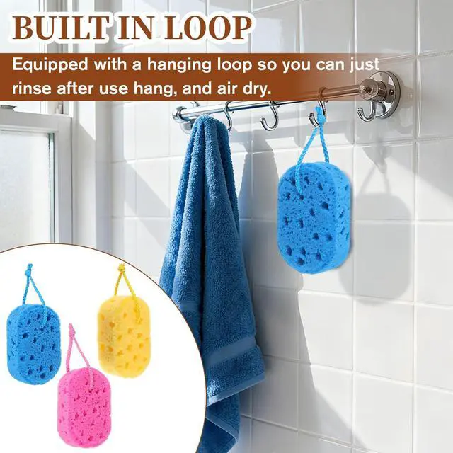 Alt view image 5 of 7 - 3PCS Sponge Loofah Body Scrubber, Exfoliating Bath Sponge, Shower Pouf Cleaning Loofahs Sponges for Bodys, Reusable Body Sponges for Women Men Washing Scrubber