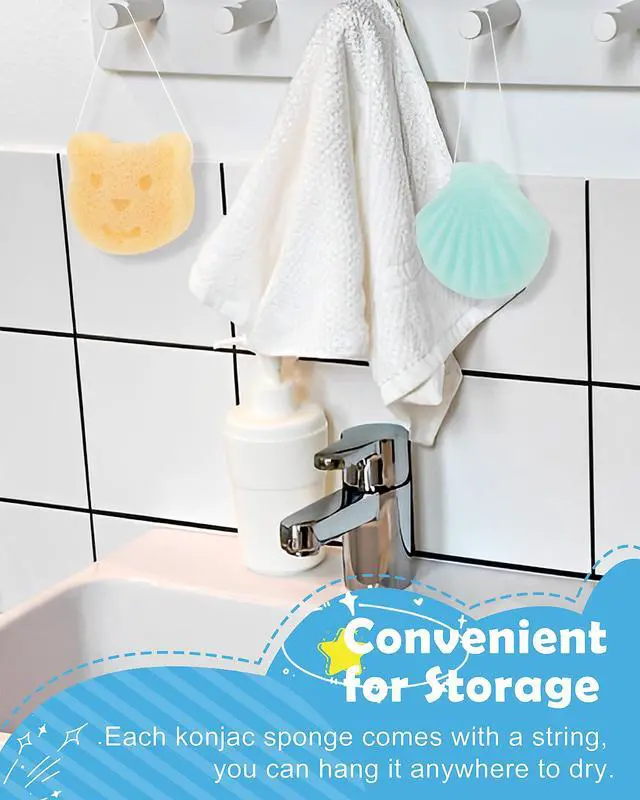 Alt view image 5 of 7 - Konjac Baby Sponges, 5Pcs Natural Cute Shapes for Infants | Plant-based, extra soft sponges for toddler and kids bath time, gentle for daily use.