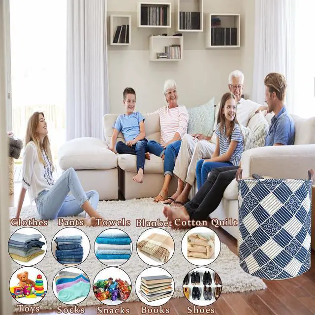 Alt view image 5 of 7 - 80L Waterproof Laundry Hamper in Family Leather Handle Laundry Basket in Dormitory Collapsible Laundry Bag in Nursery (91-Satisfied laundry hampers)