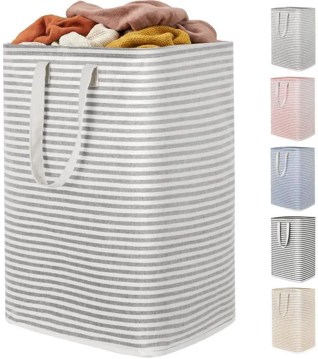 Main image of 80L Large Laundry Baskets, 1 Pack, Reinforced Handles, Grey | Collapsible Laundry Hamper, Dirty Clothes Hamper, Waterproof Freestanding Design for Dorm, Laundry Room, Bedroom, Bathroom