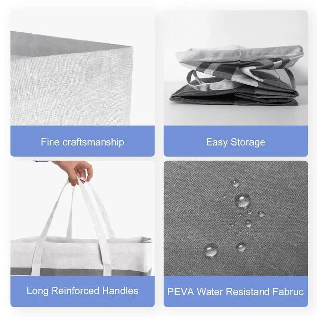 Alt view image 5 of 7 - 2-Pack Large Laundry Bag, Waterproof,Collapsible Tall Clothes Hamper with Extended Handles for Clothes Toys in the Dorm and Family,NO have Wire frame not stand up!