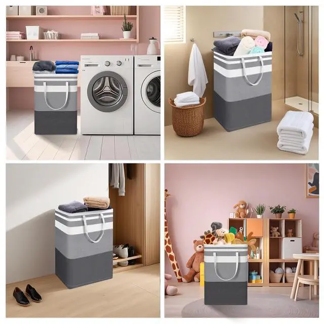 Alt view image 4 of 7 - 2-Pack Large Laundry Bag, Waterproof,Collapsible Tall Clothes Hamper with Extended Handles for Clothes Toys in the Dorm and Family,NO have Wire frame not stand up!