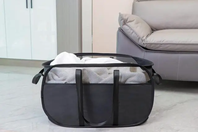 Alt view image 7 of 7 - Pop Up Laundry Hamperwith Durable Handles collapsible laundry basketEasy to Open and Fold for college Dorm,kids roomtravel (Black)