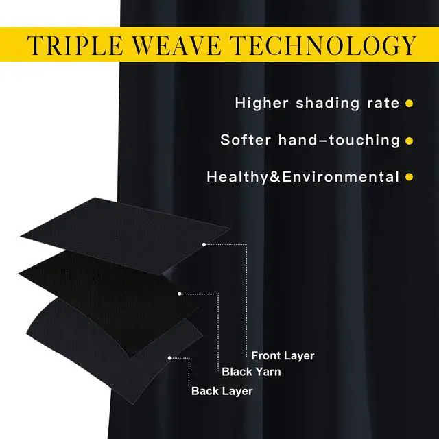 Alt view image 4 of 7 - Black Out Curtains for Bedroom 84 Inches Long, W52xL84, 2 Panels | Light Reducing Thermal Drapes Solid Grommet Room Darkening Window Treatments for Living Room