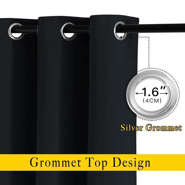 Alt view image 2 of 7 - Black Out Curtains for Bedroom 84 Inches Long, W52xL84, 2 Panels | Light Reducing Thermal Drapes Solid Grommet Room Darkening Window Treatments for Living Room