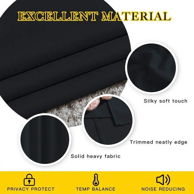 Alt view image 3 of 7 - Black Out Curtains for Bedroom 84 Inches Long, W52xL84, 2 Panels | Light Reducing Thermal Drapes Solid Grommet Room Darkening Window Treatments for Living Room