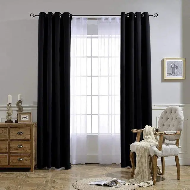 Alt view image 7 of 7 - Black Out Curtains for Bedroom 84 Inches Long, W52xL84, 2 Panels | Light Reducing Thermal Drapes Solid Grommet Room Darkening Window Treatments for Living Room