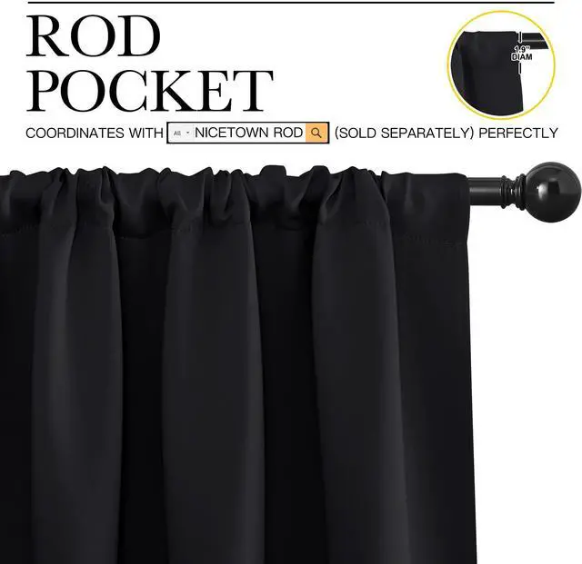 Alt view image 3 of 7 - Short Kitchen Window Blackout Curtains Over Sink 36 inch 2 Panels | Black Out RV Bunk Drapes for Camper, Thermal Insulating Cafe Half Curtains for Small Window, Rod Pocket, Room Darkening
