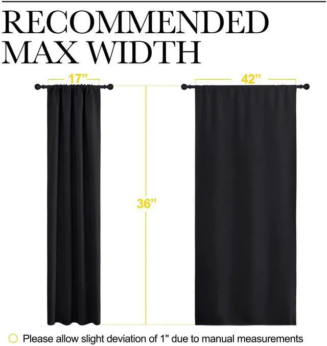 Alt view image 7 of 7 - Short Kitchen Window Blackout Curtains Over Sink 36 inch 2 Panels | Black Out RV Bunk Drapes for Camper, Thermal Insulating Cafe Half Curtains for Small Window, Rod Pocket, Room Darkening