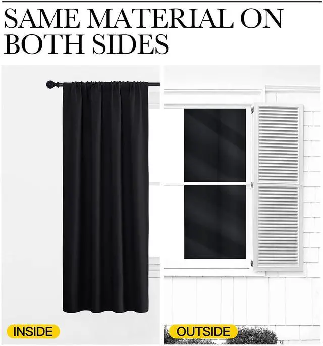 Alt view image 6 of 7 - Short Kitchen Window Blackout Curtains Over Sink 36 inch 2 Panels | Black Out RV Bunk Drapes for Camper, Thermal Insulating Cafe Half Curtains for Small Window, Rod Pocket, Room Darkening