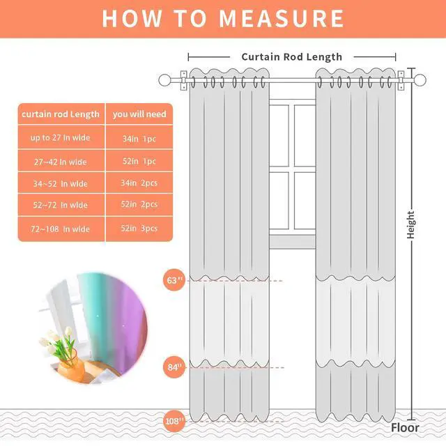 Alt view image 2 of 7 - Curtains for Girls Bedroom Decor, Rainbow Blackout Curtains for Kids/Little Girl Room Decor, Unicorn Wall Decals,Pink Purple Green,63 x 34 inches,1 Panel