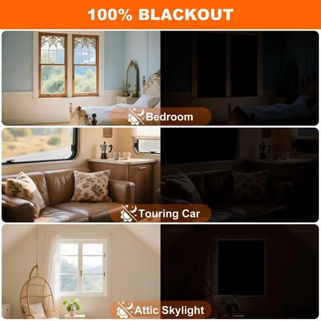 Alt view image 6 of 6 - 79x57in Blackout Curtains for Bedroom Portable Window Blinds Cover Thermal | Blackout Blinds No Drill Guard Blind for Window Shades Adhesive Temporary Room Darkening Shades for Skylight RV Dorm