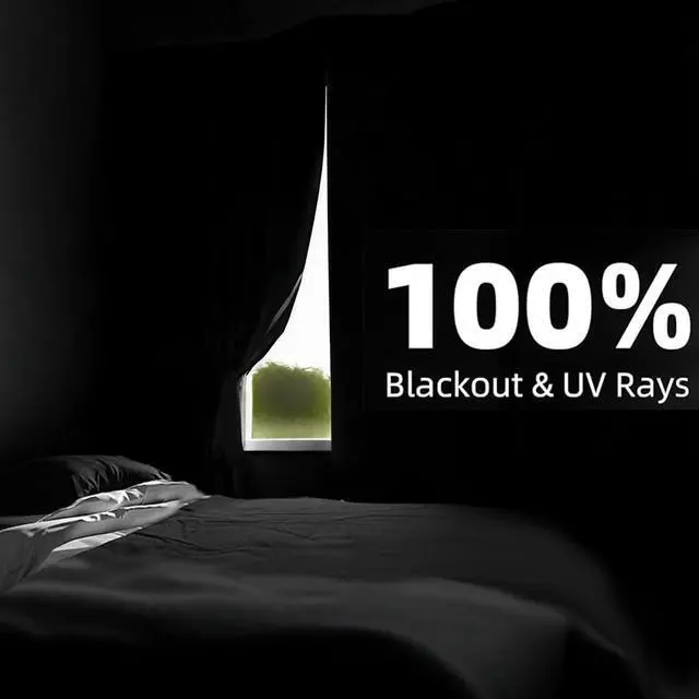 Alt view image 2 of 7 - 100% Blackout Curtains for Bedroom, Magnetic Portable Blackout Shades for Travel, Black Out Window Cover No Drill Cuttable for Bedroom, Nursery, Media Room, RV, 39x57 inch | No Drill Cuttable Shades,
