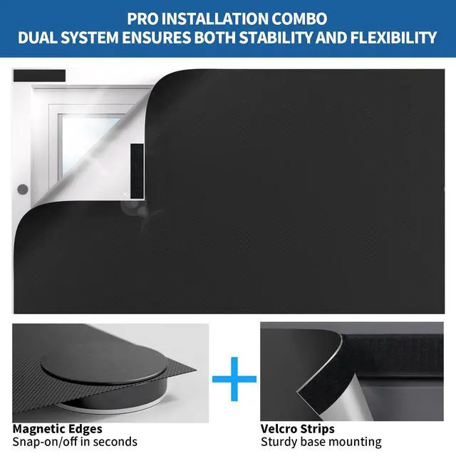 Alt view image 5 of 7 - 100% Blackout Curtains for Bedroom, Magnetic Portable Blackout Shades for Travel, Black Out Window Cover No Drill Cuttable for Bedroom, Nursery, Media Room, RV, 39x57 inch | No Drill Cuttable Shades,