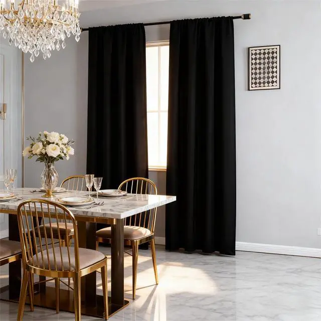 Alt view image 2 of 7 - Blackout Curtains for Bedroom Rod Pocket Black 52" W x 84" L | Living Room | Rod Pocket | Privacy | Room Darkening | Thermal | Insulated | Window Drape