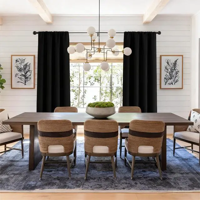 Alt view image 4 of 7 - Blackout Curtains for Bedroom Rod Pocket Black 52" W x 84" L | Living Room | Rod Pocket | Privacy | Room Darkening | Thermal | Insulated | Window Drape