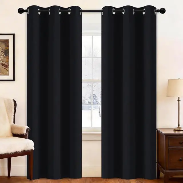 Main image of Blackout Curtains 38x84 inch Black Thermal Drapes-Bedroom | 2 panels,room darkening,thermal insulated,noise reducing,privacy protection,grommet window treatment,living room study dining