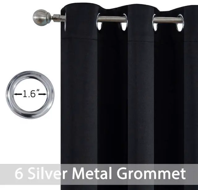Alt view image 3 of 7 - Blackout Curtains 38x84 inch Black Thermal Drapes-Bedroom | 2 panels,room darkening,thermal insulated,noise reducing,privacy protection,grommet window treatment,living room study dining
