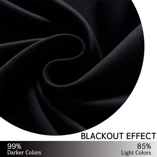 Alt view image 6 of 7 - Blackout Curtains 38x84 inch Black Thermal Drapes-Bedroom | 2 panels,room darkening,thermal insulated,noise reducing,privacy protection,grommet window treatment,living room study dining