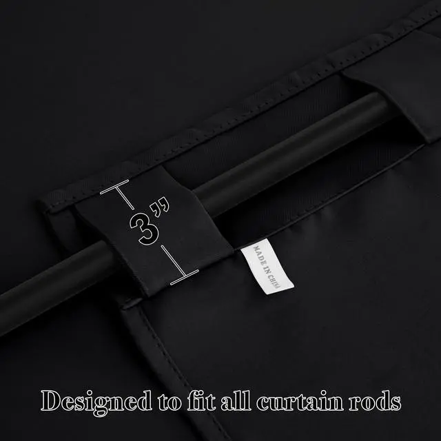 Alt view image 2 of 7 - Short Blackout Curtains for Small Kitchen Cafe Bathroom Window | Thermal Insulated, Light UV Heat Block, Priavcy, Back Tab, For Basement RV Capmer Cabinet, W42 x L45, Black, 2 Panels