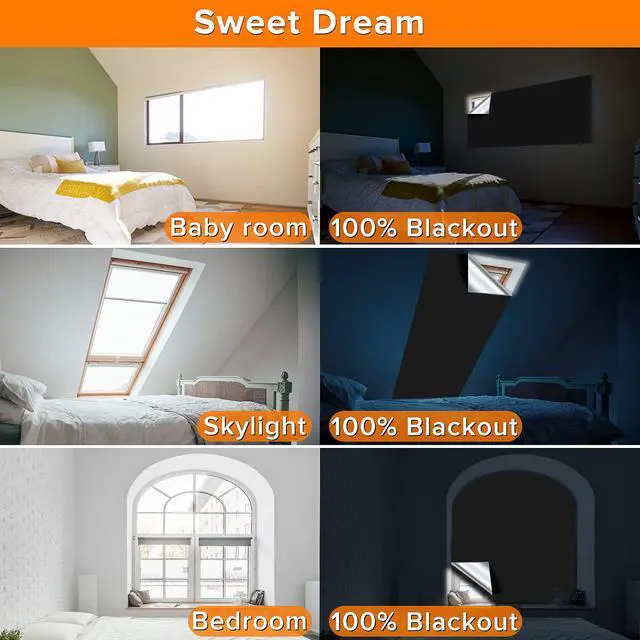 Alt view image 5 of 6 - Portable Blackout Curtains (79" x 57"), 100% Portable Blackout Blinds with 15 Pair Hook & Loop Tabs Stick-on, Temporary Shades for Baby/Travelers/Bedroom