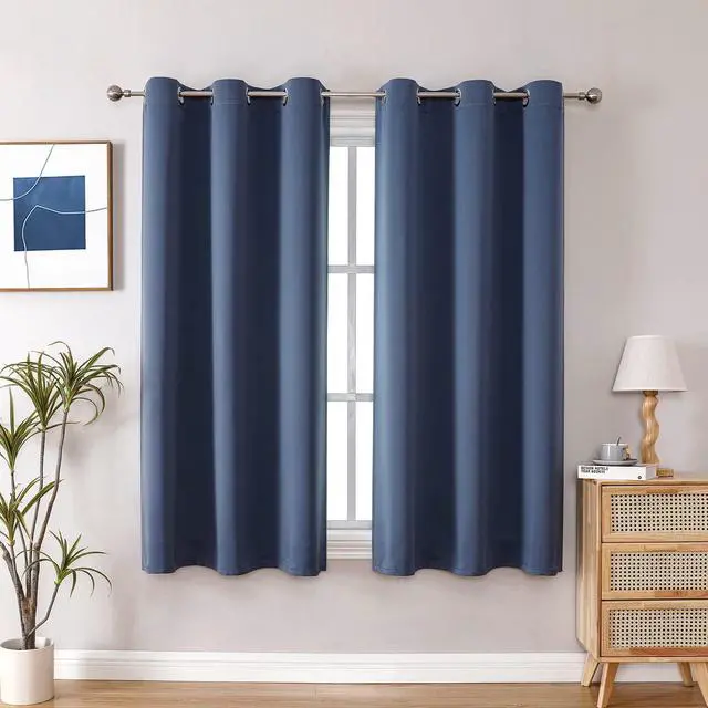 Main image of Blackout Curtains for Bedroom and Living Room 40 Inches Long | 2 Panels Set, Thermal Insulated, Light Blocking, Room Darkening, Grommet, Window Drapes, Stone Blue, 29 x 40 Inch